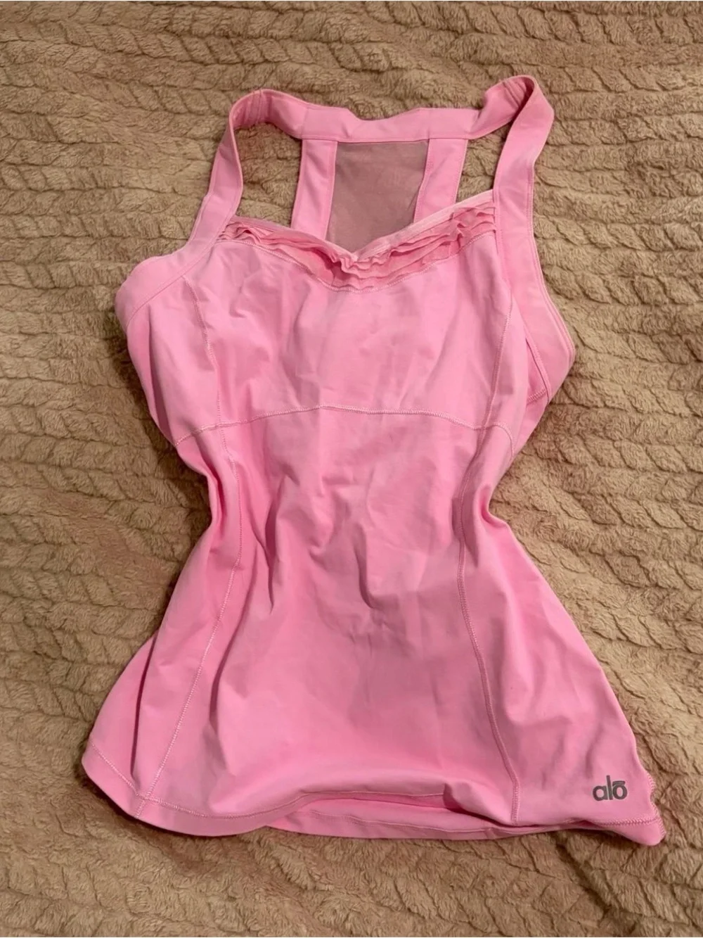 ALO Yoga Light Pink Mesh-Back Tank Top